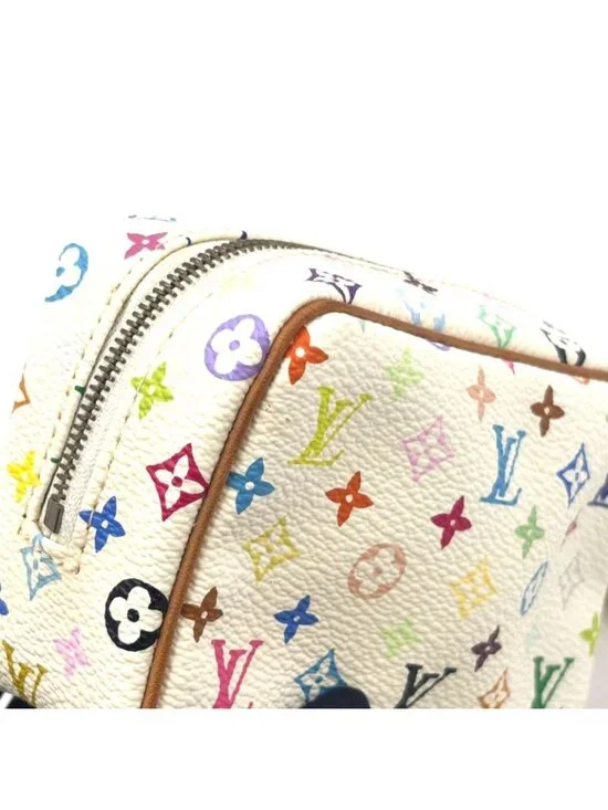 Louis Vuitton Trousse Wapiti Monogram Multicolor Blanc Leather White Pouch Gold - Picture 5 of 10
